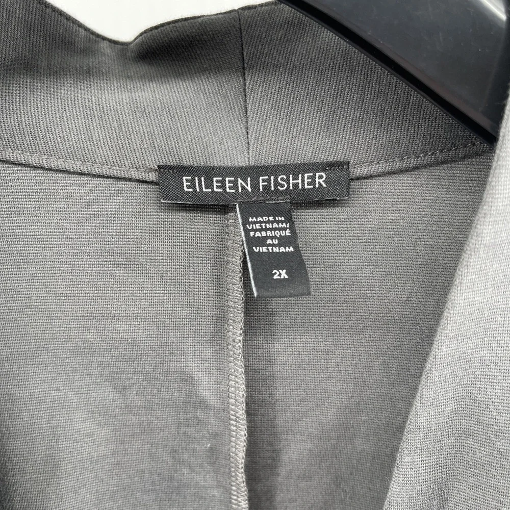 Eileen Fisher sz PM gray lightweight open‎ jacket blazer minimalist lagenlook